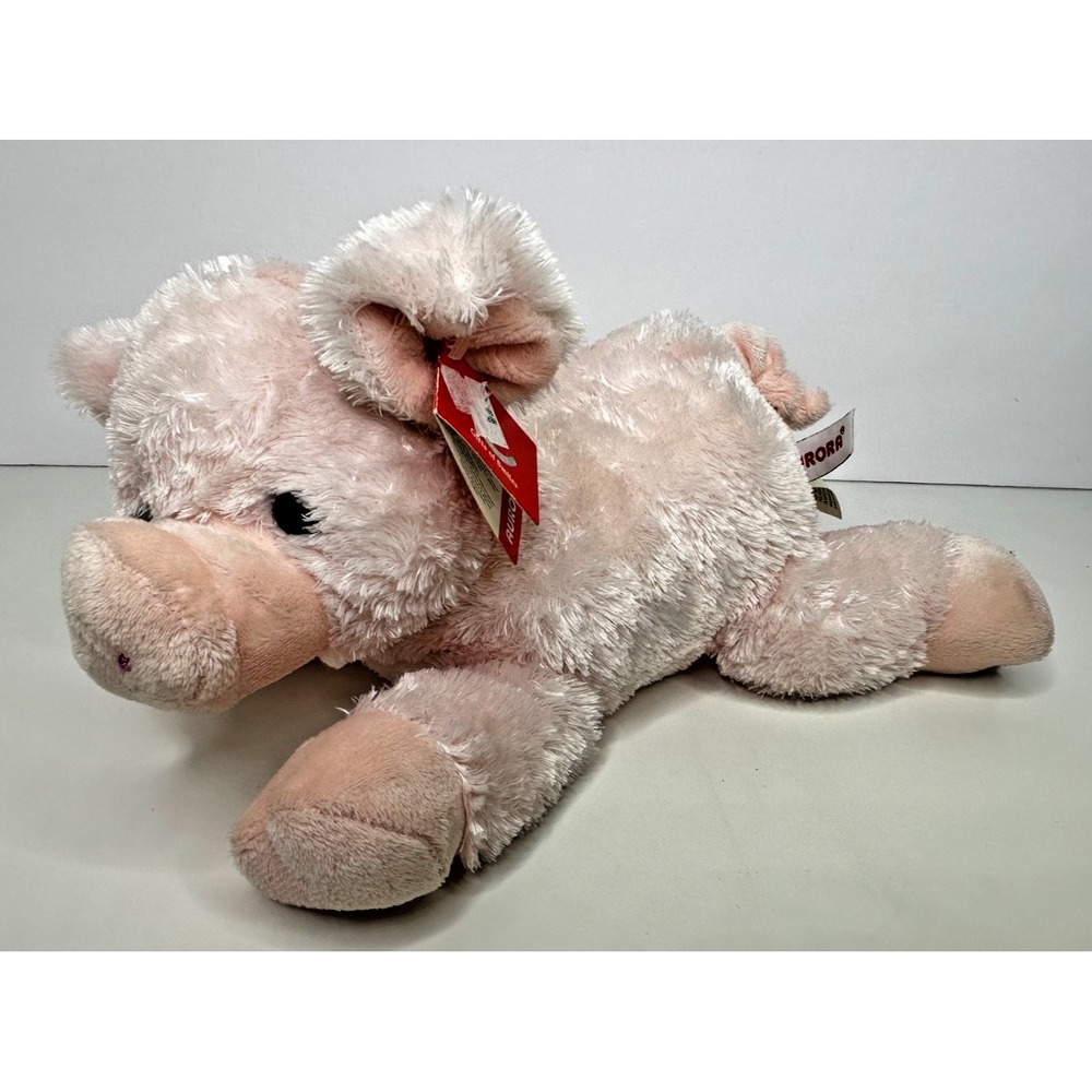Aurora Piggolo Plush pig Pink NEW Laying Floppy 12" Beanbag